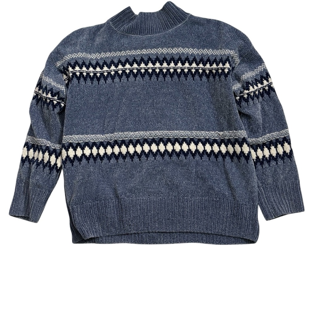 Christian Siriano Navy and White Crewneck Sweater